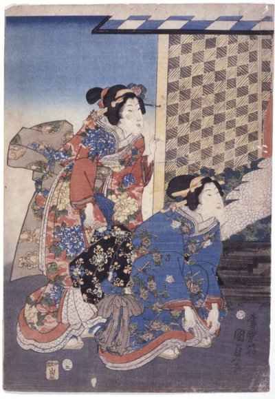 امرأتان (ركعة واحدة) (نقش خشبي ملون) بواسطة School Japanese