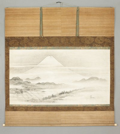 Kakemono ، المناظر الطبيعية لجبل. فوجي بواسطة المدرسة اليابانية