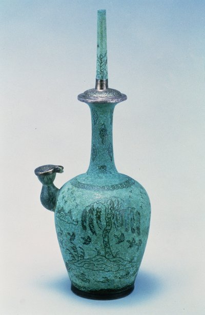 كونديكا مطعمة بتصميم يصور الطيور وشجرة بالفضة ، سلالة كوريو ، 918-1392 م (برونزي) بواسطة المدرسة الكورية