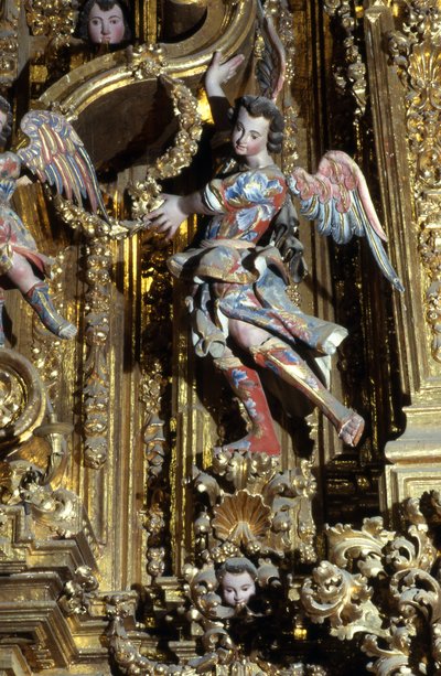 تفاصيل زخرفة Churrigueresque (الجص الملون) بواسطة المدرسة المكسيكية