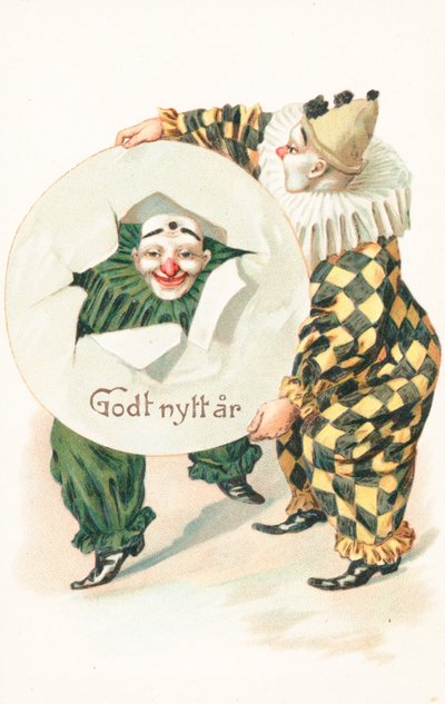 بطاقة السنة الجديدة النرويجية (طباعة حجرية ملونة) بواسطة المدرسة النرويجية