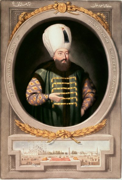 الإمبراطورية العثمانية: صورة السلطان أحمد الأول (1590-1617) "مكتبة مصغرة لمتحف توبكابي سراي اسطنبول بواسطة مدرسة العثماني