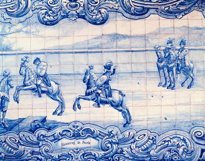 متسابق يمارس لعبة Alcancias في البرتغال. أزوليجوس. سفارة ايطاليا ، لشبونة بواسطة المدرسة البرتغالية