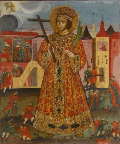 ديمتري إيفانوفيتش (1582-1591) (تساريفيتش ديميتريوس أو ديميتري ، أو دميتري دي أوجليتش أو دميتري دي موسكو) - أيقونة روسية: تساريفيتش ديميتريوس مع مشاهد القتل. تمبرا على لوحة ، أوائل القرن التاسع عشر ، متحف الدولة للهندسة المعمارية والتاريخ والفن ، فلاديمير بواسطة المدرسة الروسية