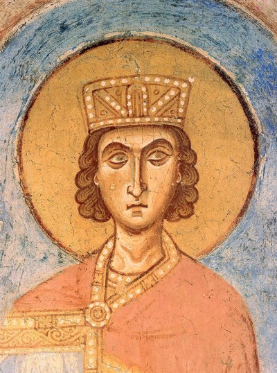 الملك سليمان - اللوحات الجدارية الروسية القديمة - القرن الثاني عشر - فريسكو - كنيسة القديس جورج ، ستارايا لادوجا © FineArtImages / Leemage بواسطة المدرسة الروسية