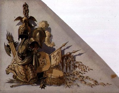 جوائز الأسلحة الكلاسيكية الجديدة: أوروبا ، حوالي عام 1825 (ألوان مائية على ورق) بواسطة المدرسة الروسية