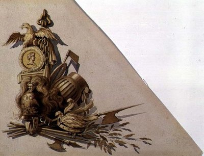 جوائز الأسلحة الكلاسيكية الجديدة ، روسيا ، حوالي عام 1825 (ألوان مائية على ورق) بواسطة المدرسة الروسية