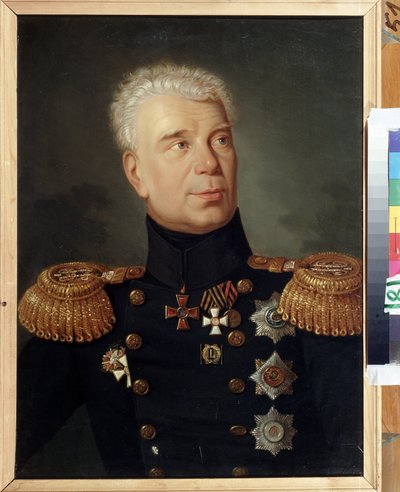 صورة المستكشف الأدميرال إيفان (آدم) كروسنسترن (1770-1846) (صورة المستكشف الأدميرال الأول كروسنسترن). زيت على قماش ، حوالي 1850 ، الفن الروسي في القرن التاسع عشر. متحف الدولة المركزي للبحرية ، سانت بطرسبرغ. بواسطة المدرسة الروسية