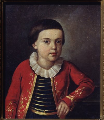 صورة للشاعر ميخائيل ليرمونتوف (1814-1841) ، طفل. لوحة لسيد روسي ، زيت على قماش بواسطة المدرسة الروسية