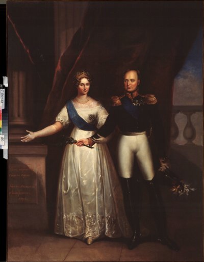 صور الإمبراطور ألكسندر الأول (1777-1825) مع زوجته (إليزابيث أليكسييفنا ، ني الأميرة لويز أوغوستا من بادن بواسطة المدرسة الروسية