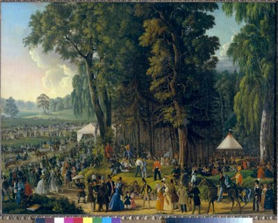 الاحتفالات العامة في مارينا روشا في موسكو. لوحة مجهولة ، زيت على قماش ، حوالي عام 1840. الفن الروسي بواسطة المدرسة الروسية
