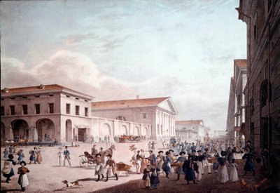 منظر لسانت بطرسبرغ ، شارع سودوفايا عام 1820. لوحة مجهولة بواسطة المدرسة الروسية