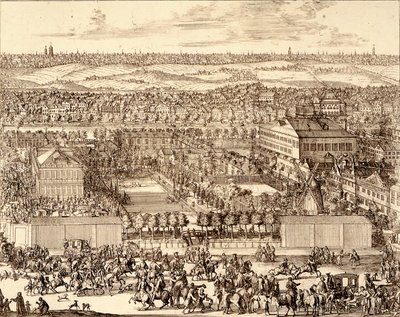 الحي الألماني Nemetskaya sloboda في الجزء الأيمن من موسكو ، 1705 بواسطة شونبيك