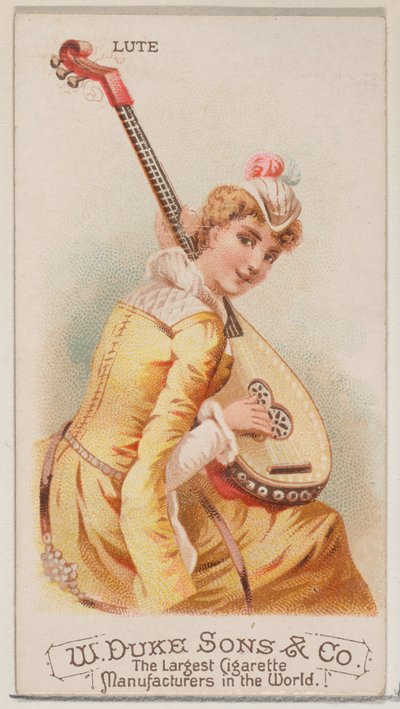 العود ، من سلسلة الآلات الموسيقية N82 لسجائر ماركة ديوك ، 1888. ، 1888. بواسطة شوماخر وإيتلينجر