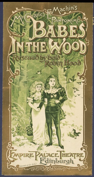 غلاف برنامج Babes in the Wood في مسرح Empire Palace Theatre ، إدنبرة بواسطة المدرسة الاسكتلندية