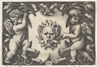 قناع على شعار مدعوم من Two Genii ، 1544. بواسطة سيبالد بيهام