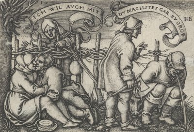 الفلاحون وراء السياج ، من عيد الفلاحين أو الاثني عشر شهرًا ، 1546-1547. بواسطة سيبالد بيهام