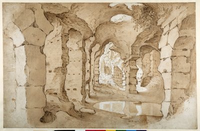 Inside the ruins of the Colosseum (pen & brown ink with brown wash on white paper) بواسطة سيباستيان فرانكس