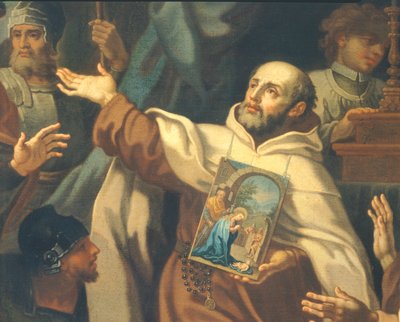تسليم صورة مبجلة لسيدة النصر إلى الأب دومينيكو دي جيسو ماريا ، بواسطة سيباستيانو كونكا (1680-1764) كنيسة سانتا ماريا ديلا فيتوريا ، روما بواسطة سيباستيانو كونكا