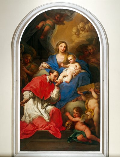 العذراء والقديس تشارلز بوروميو لسيباستيانو كونكا (1680-1764) Aula Magna (مسرح محاضرات) في قصر الجامعة ، تورين بواسطة سيباستيانو كونكا