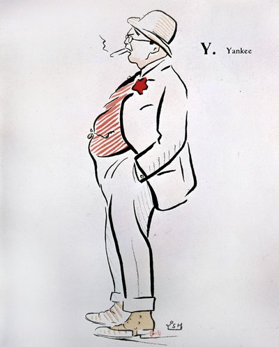 كارتون للأمريكيين في "" Alphabet de Sem "(1863 - 1934) ، Y كما يانكي ، القرن العشرين. بواسطة سيم