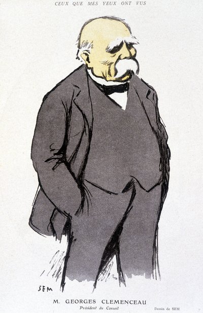 صورة لجورج كليمينسو - ديس. بواسطة Sem (1863 - 1934) ، في "Fantasio" بتاريخ 01/02/1918 ، لا. 265 بواسطة سيم