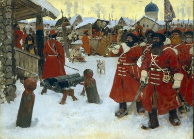 فرقة streltsy (ستريليتس) - لوحة لسيرجي فاسيليفيتش إيفانوف (1864-1910) ، زيت على قماش بواسطة سيرجي إيفانوفيتش جريبكوف
