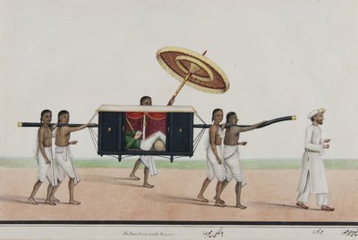 يقرأ توماس هولرويد في كتابه palanquin ، c.1835 بواسطة الشيخ محمد أمير من كرايا