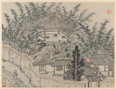 اثنا عشر مناظر لـ Tiger Hill ، Suzhou: Bamboo Pavilion ، Tiger Hill ، بعد 1490. بواسطة شين زو