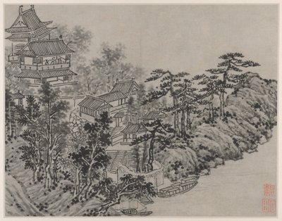 اثنا عشر مناظر لـ Tiger Hill ، Suzhou: جناح التسلق السحابي ، بعد عام 1490. بواسطة شين زو