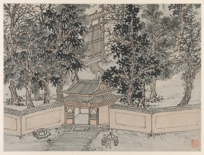 اثنا عشر مناظر لـ Tiger Hill ، Suzhou: Tiger-Flight Spring عند الباب الخلفي ، بعد عام 1490. بواسطة شين زو