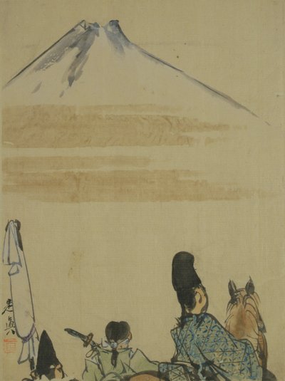 المسافرون بالقرب من جبل فوجياما ، 1872 (حبر ومرحاض على الورق) بواسطة شيباتا زيشين