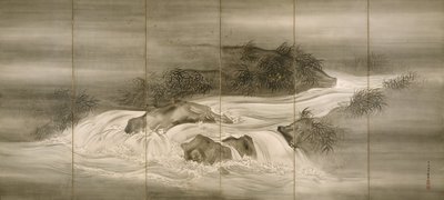 نهر المناظر الطبيعية مع اليراعات ، 1874 بواسطة شيوكاوا بونرين