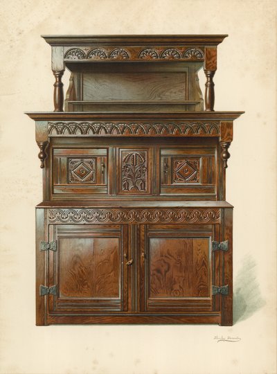 خزانة أوك كورت (Tridarn) ، ملكية H Clarence Whaite (chromolitho) بواسطة شيرلي تشارلز Llewellyn Slocombe
