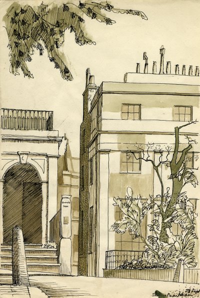 منازل جورجية ، لندن ، عام 1950. بواسطة شيرلي ماركهام