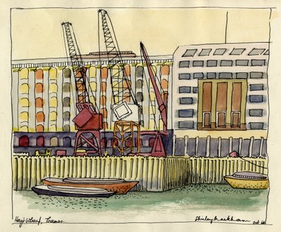 "Hay's Wharf، Thames"، c1951. بواسطة شيرلي ماركهام