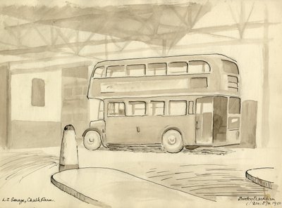 'LT Garage، Chalk Farm' ، 1950. بواسطة شيرلي ماركهام