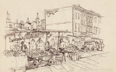 "السوق ، كوينز كريسنت" ، عام 1950. بواسطة شيرلي ماركهام