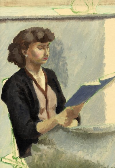 امرأة جالسة تقرأ عام 1953. بواسطة شيرلي ماركهام