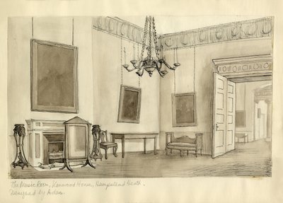"The Music Room، Kenwood House، Hampstead Heath"، c1950. بواسطة شيرلي ماركهام