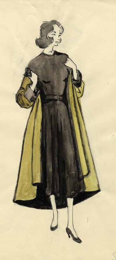 امرأة في معطف الزيتون ، c1950. بواسطة شيرلي ماركهام