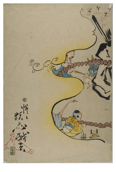 كوميدي 100 دورة من الوردية من 100 Wildnesses بواسطة Kyosai بواسطة شوفو كيوساي