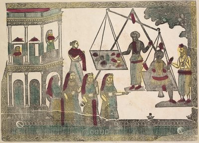 مرجح كريشنا ضد الأشياء الثمينة ، 1800s. بواسطة Shri Gobinda Chandra Roy