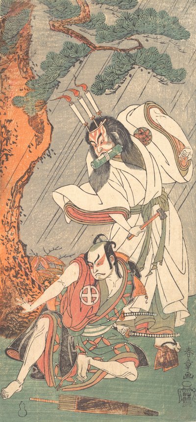 ممثلو الكابوكي Ichimura Uzaemon IX في دور Ko-kakeyama و Otani Hiroji III في دور Koga Saburo ، حوالي عام 1771. بواسطة شونشو
