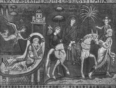 حلم يوسف والطيران إلى مصر (فسيفساء) بواسطة مدرسة صقلية