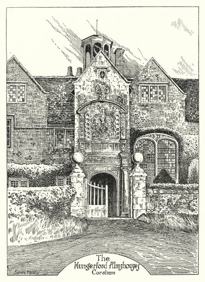 The Hungerford Almshouses ، Corsham (نقش) بواسطة سيدني هيث