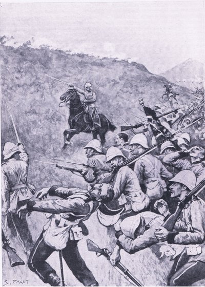 لانجس نيك ، 28 يناير 1881 (حرب البوير الأولى) ، رسم توضيحي من المعارك البريطانية في البر والبحر ، 1915 بواسطة سيدني باجيت