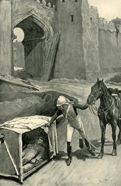 روبرتس يكتشف أن نيكلسون أصيب بجروح قاتلة تحت جدران دلهي ، 1901. بواسطة سيدني باجيت