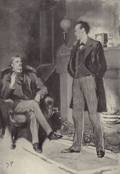 Then he stood by the fire: scene from the Sherlock Holmes mystery A Scandal in Bohemia, by Arthur Conan Doyle (litho) بواسطة سيدني باجيت