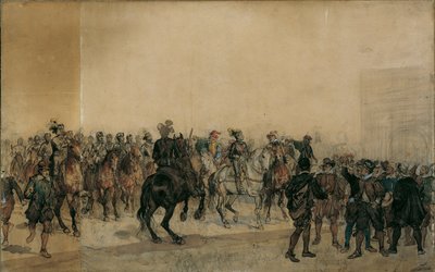 وصول cuirassiers Henri Duval Count of Dampierres إلى فناء القلعة بواسطة سيغموند لالليماند